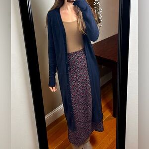 Alexander Wang Long maxi slim navy blue wool cashmere Cardigan sweater duster